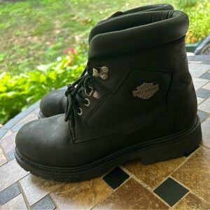 Harley Davidson Mens Boots Badlands Lace-Up 12 Black Leather A classic boot.